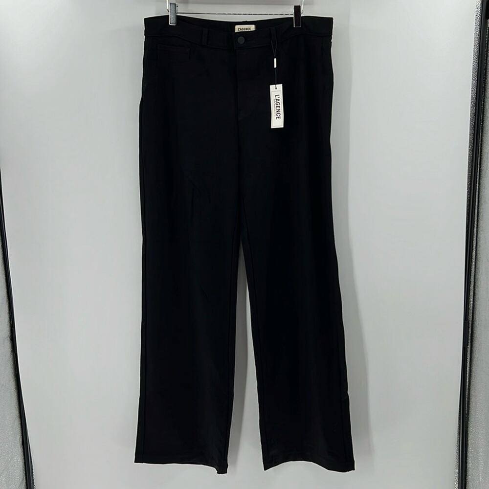 L'AGENCE Women's Clayton High Rise Wide Leg Pants - Black - 34 - NWT